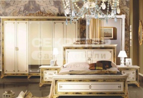 Кровать 2-х спальная "Катя", 1600х2000, цвет Беж с золотом (ДиаМебель)