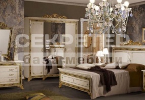 Спальня "Катя" с 4-дверным шкафом, цвет Беж с золотом (ДиаМебель)