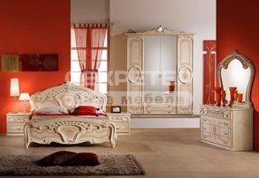 Спальня "Роза" с 4-дверным шкафом, цвет Беж (ДиаМебель)