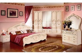 Спальня "Роза" с 6-дверным шкафом, цвет Беж (ДиаМебель)