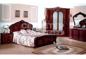 Спальня "Ольга" с 4-дверным шкафом, цвет Могано (ДиаМебель)