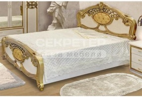 Кровать 2-х спальная "Ольга", цвет Беж с золотом (ДиаМебель)