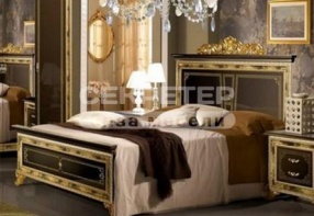 Кровать 2-х спальная "Катя", 1600х2000, цвет Черный с золотом (ДиаМебель)