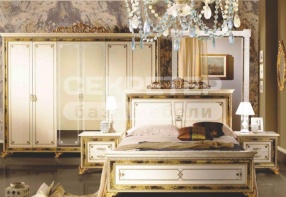Кровать 2-х спальная "Катя" 1800х2000, цвет Беж с золотом (ДиаМебель)